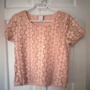 Vero Moda Blush Floral Lace Short Sleeve Top